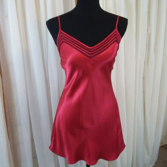 Victoria's Secret Other - Victorias Secret Red 100% Silk Chemise/Nightgown